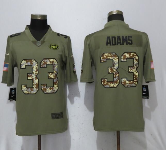 Men New York Jets #33 Adams Olive Camo Carson Salute to Service Limited Nike NFL Jerseys